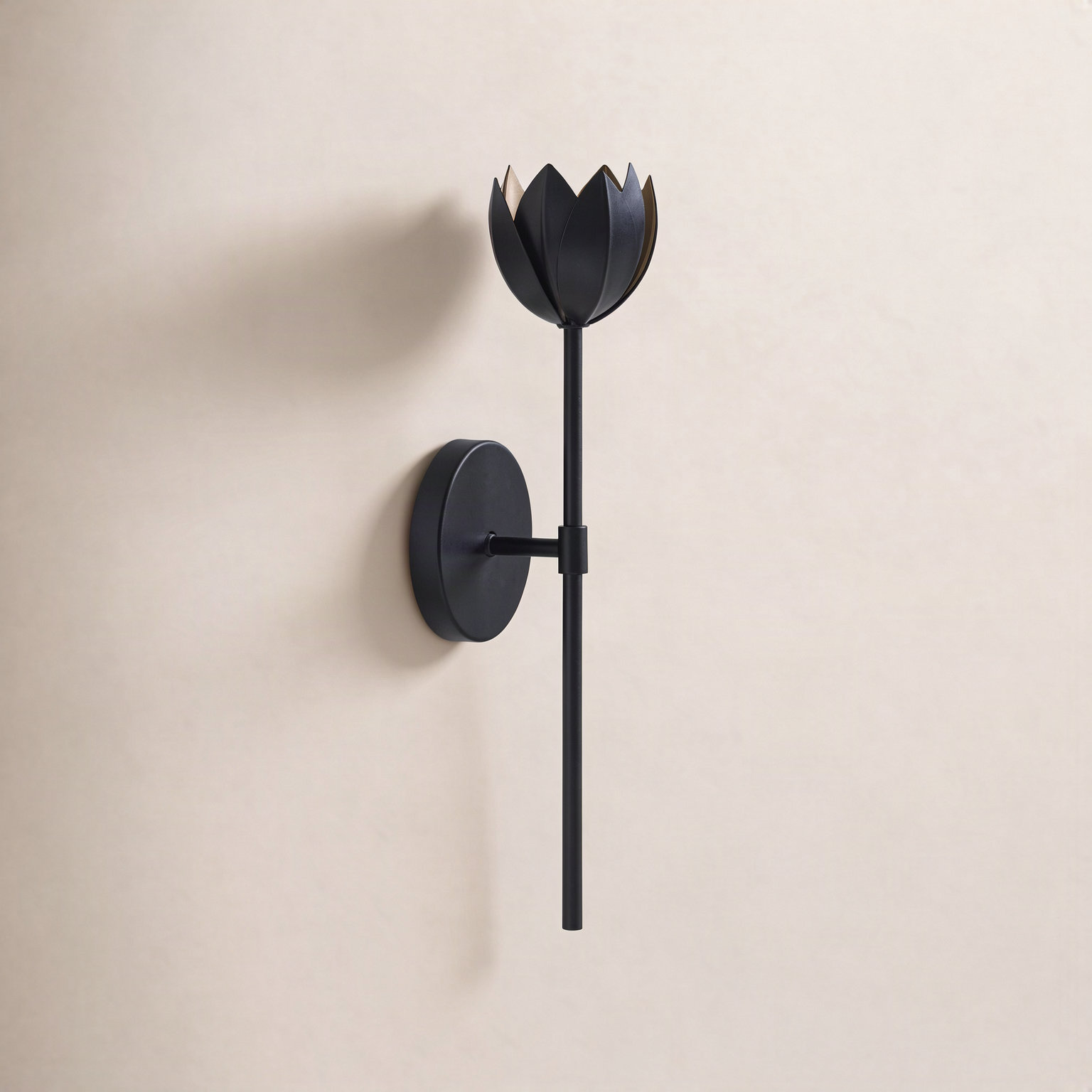 Dario Single Light Dimmable Armed Sconce, Black