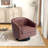 Upholstered Red Brown Faux Leather Tufted Barrel Small Swivel Chair with Nailhead Trim-831721133