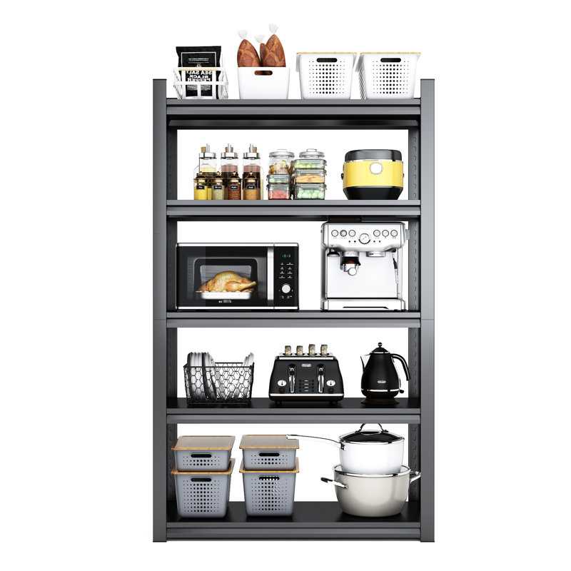 72"h Heavy Duty Shelves, 2000lbs Capacity Metal, Adjustable For Garage, Black Metal Shelving Storage, Capacity,