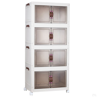 Armoire de rangement pliable - Organisateur pliable en plastique PP robuste pour placard, chambre à coucher, garage et dortoir, aucun outil nécessaire, facile à ranger