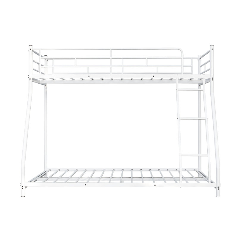 Twin Over Full Sturdy Metal Standard Bunk Bed, White