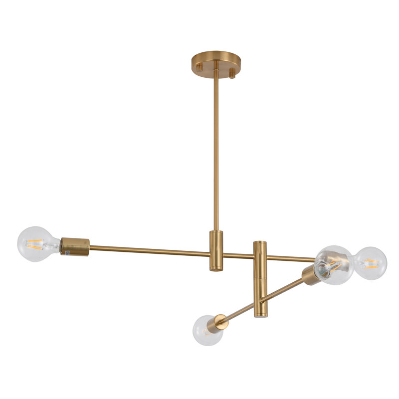 Finchley 4 - Light Sputnik Modern Linear Chandelier, Brushed Bronze