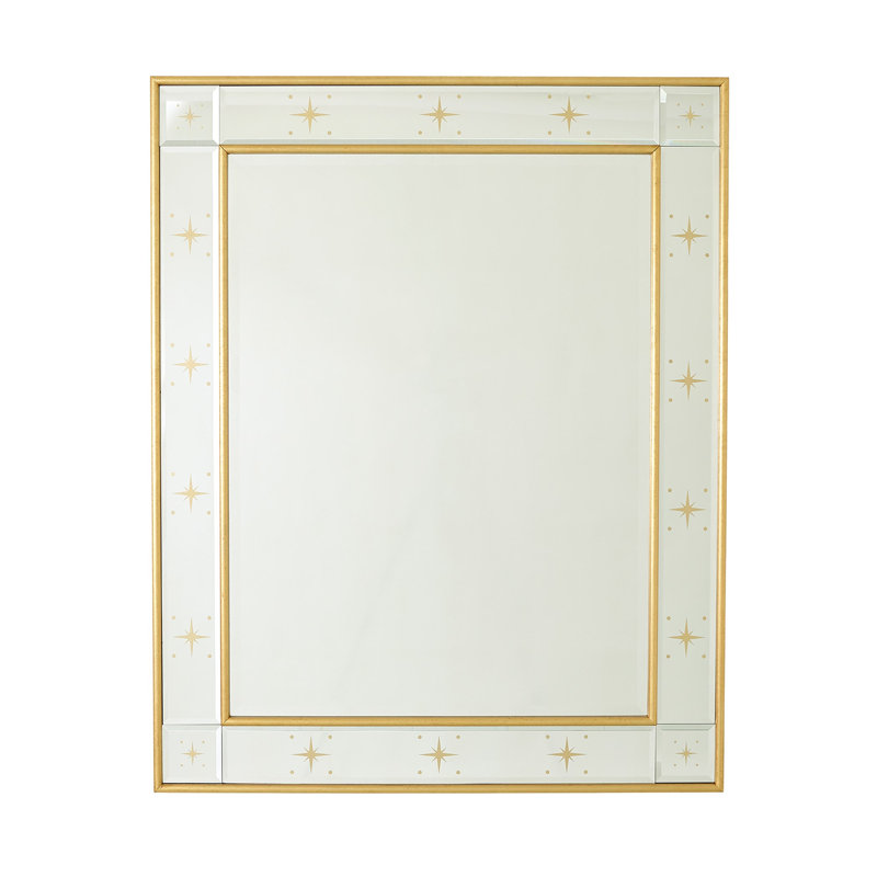 Miroir rectangulaire biseauté avec étoiles dorées - noir, Noir