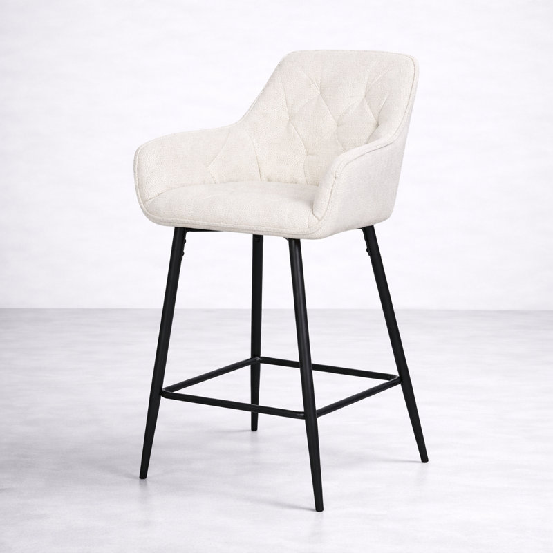 Tabouret de comptoir en tissu Eastman, crème, Crème