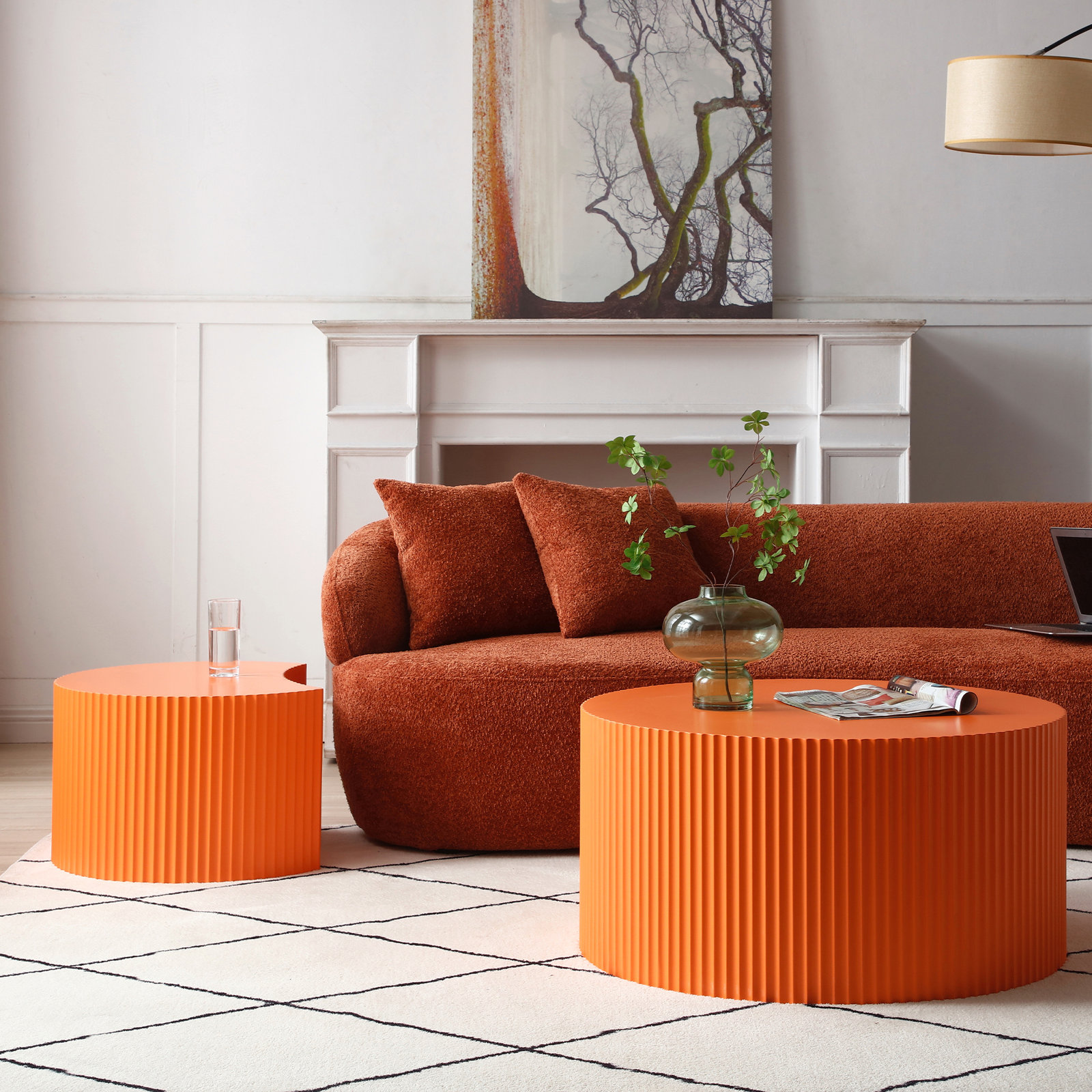Berneice 55" Nesting Coffee Table, Orange
