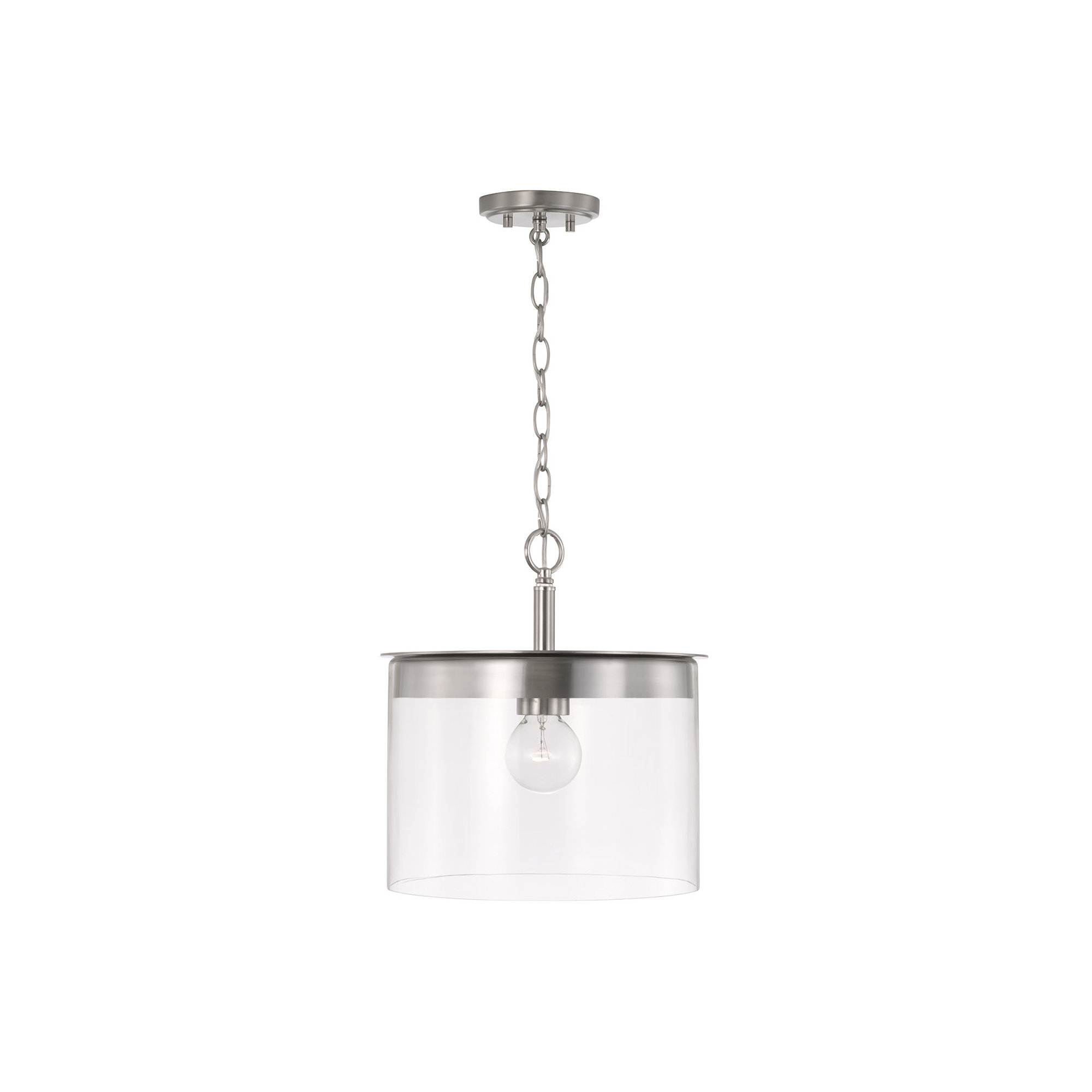 Elstone Single Light Glass Dimmable Pendant, Brushed Nickel