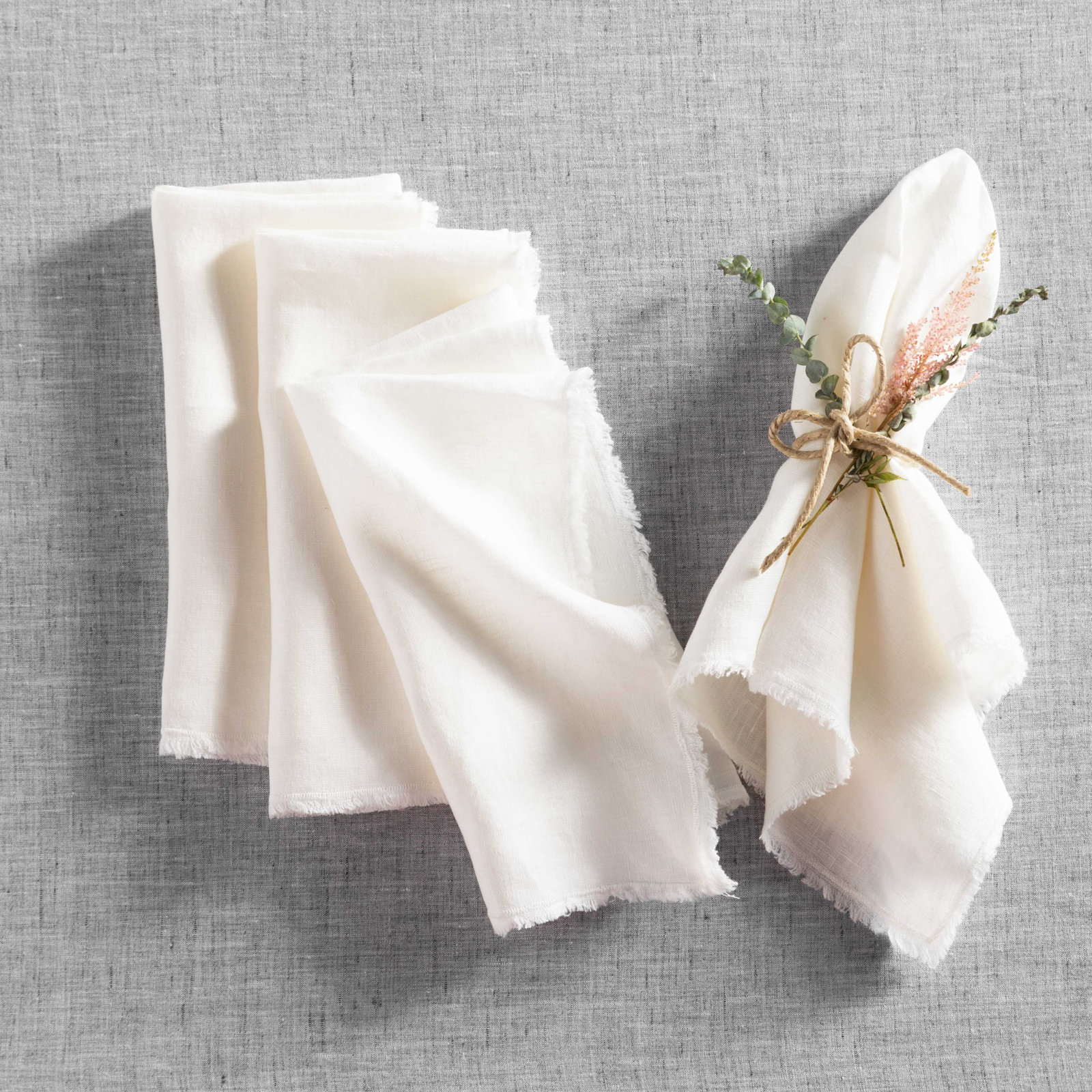 Zadia Reversible Linen Napkin, Ivory