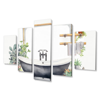 «Natural Bathroom Decor II», reproduction d'art sur toile - 5 panneaux
