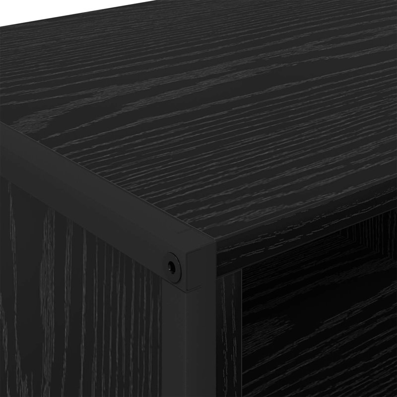 4 Pair Shoe Storage Cabinet, Black Oak