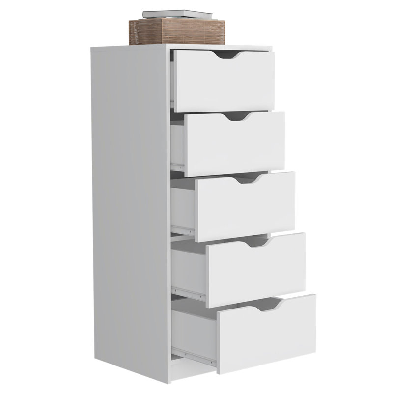 Commode haute 5 tiroirs Basilea, système coulissant