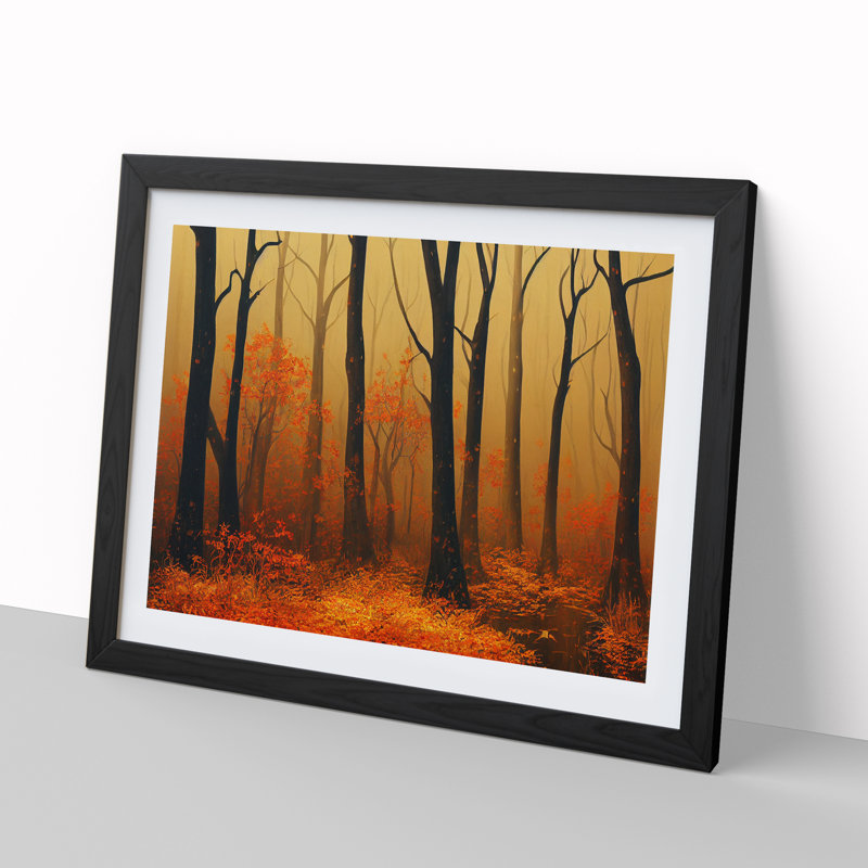 Insightful Autumn Forest - Single Picture Frame Print, Black, 46cm H x 64cm W x 2cm D