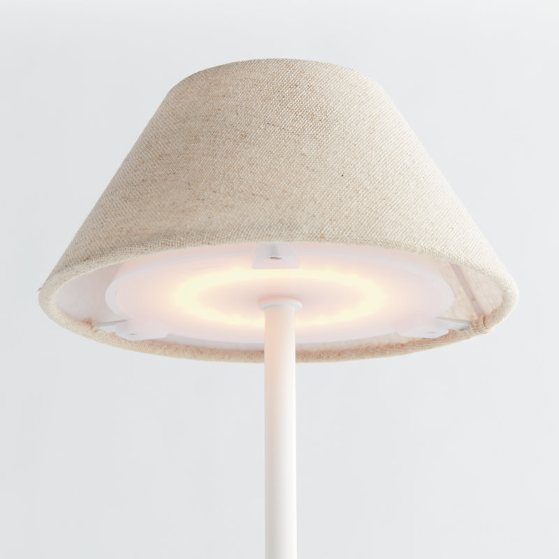 Lampe de table à abat-jour en lin à DEL de 14 po Lumos, H 14 po x l 6 po x P 6 po, Crème, crème