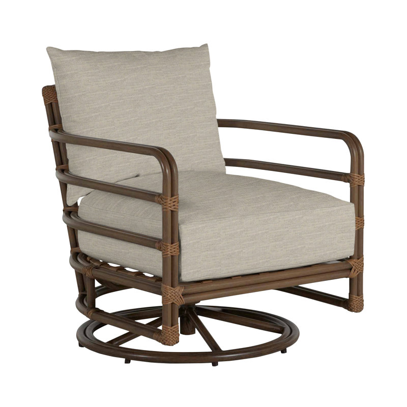 Malibu Swivel Patio Chair with Cushions, Dove Sunbrella® Linen, No Welt