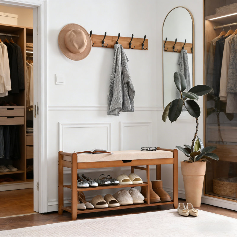 Banc à chaussures avec rangement dissimulé, 19.7" H x 39.4" W x 11.8" D
