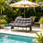 52" Black Outdoor Wicker Double Papasan Loveseat, 2-Seater Patio Chair With Cushion & Side Pockets, Black Metal Frame For Porch, Backyard, Living Room-387377980