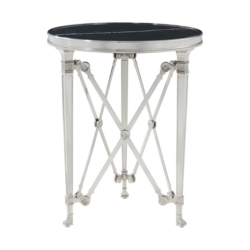 Spencer London End Table, Cannes Brass/Gray, 22" H x 18" W x 18" D