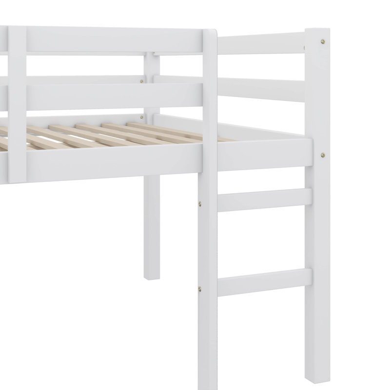 Lit mezzanine compact pleine grandeur avec marches, Blanc
