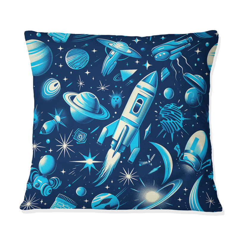 Coussin décoratif bleu pour enfants, H 16 po x l 16 po