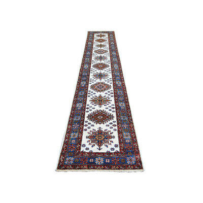 Tapis de couloir ivoire en laine noué à la main 2 pi 7 po x 12 pi 10 po B08A91FC5D384C908E0611ED5F2FD722
