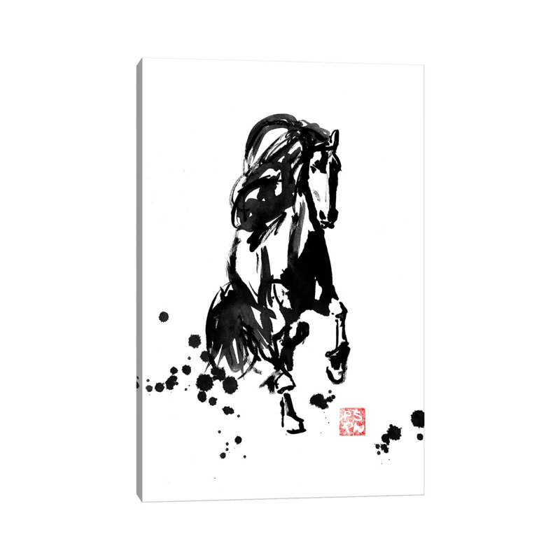 Running Horse by Péchane - Print on Canvas, 20.32 cm H x 30.48 cm W, Wrapped Canvas