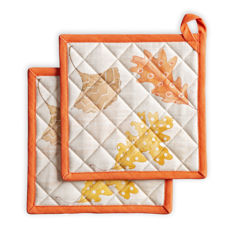 Maison d'Hermine Couleurs d'automne, ensemble de maniques 100 % coton - 20 x 20 cm