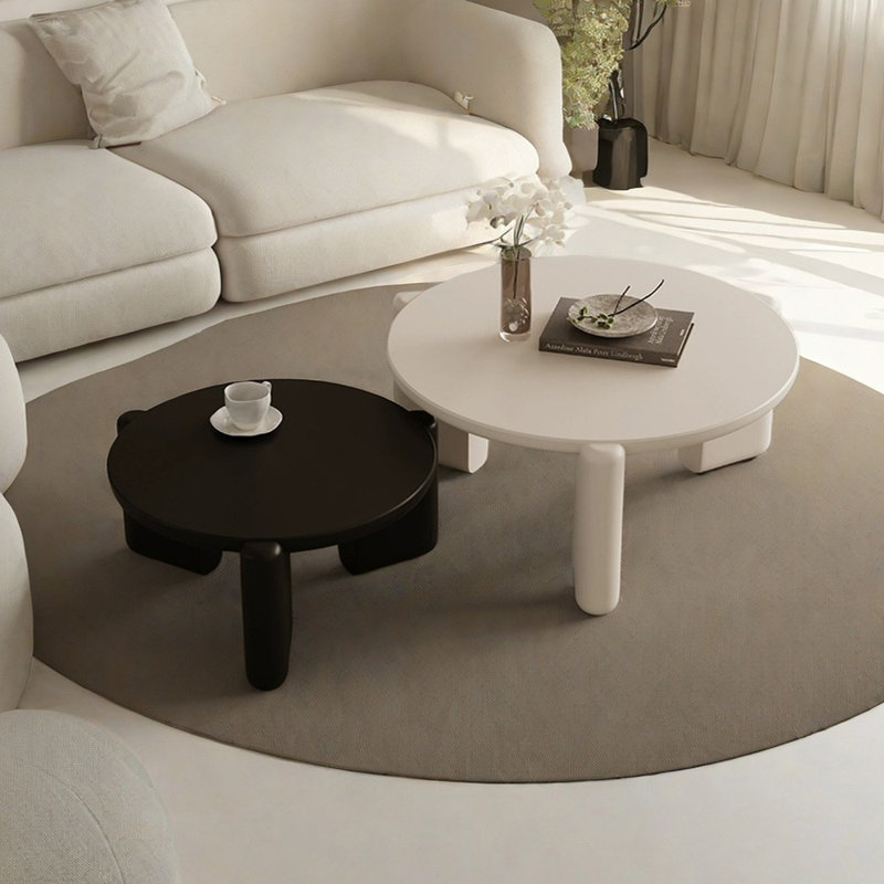 Table basse avec plateau en bois épaissi, H 14,96 po x L 55,11 po x l 31,49 po, Noir / blanc
