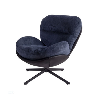 360° Swivel Office Chair, Modern Chenille and Faux Leather Accent Chair with Black Metal Base, No Wheels, Perfect for Small Spaces, Living Room, Bedro by Latitude Run