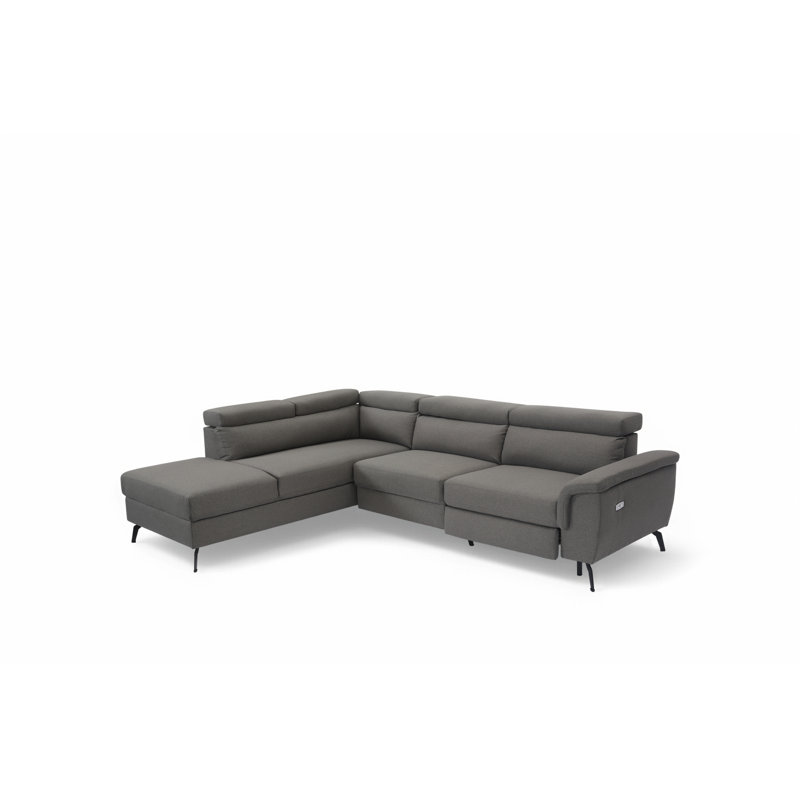Dequita 5 Seater Electric Reclining Corner Sofa , Left Hand Facing, Dark Grey Linen