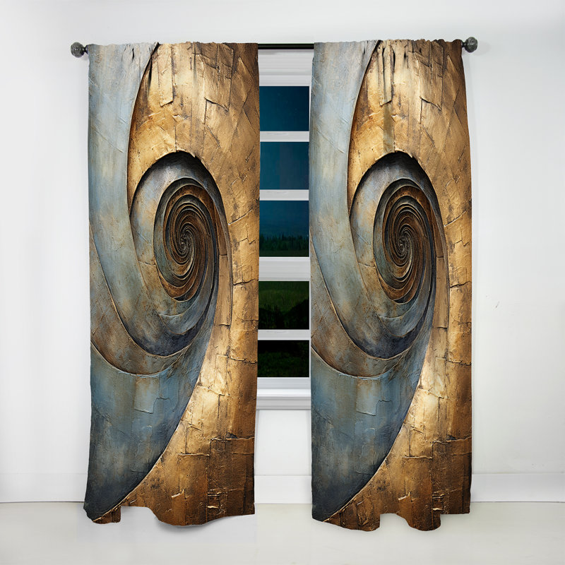 Gold Black Timeless Turn III - Modern Velvet Curtain - Room Darkening - 1 Panel, 52" W x 90" L