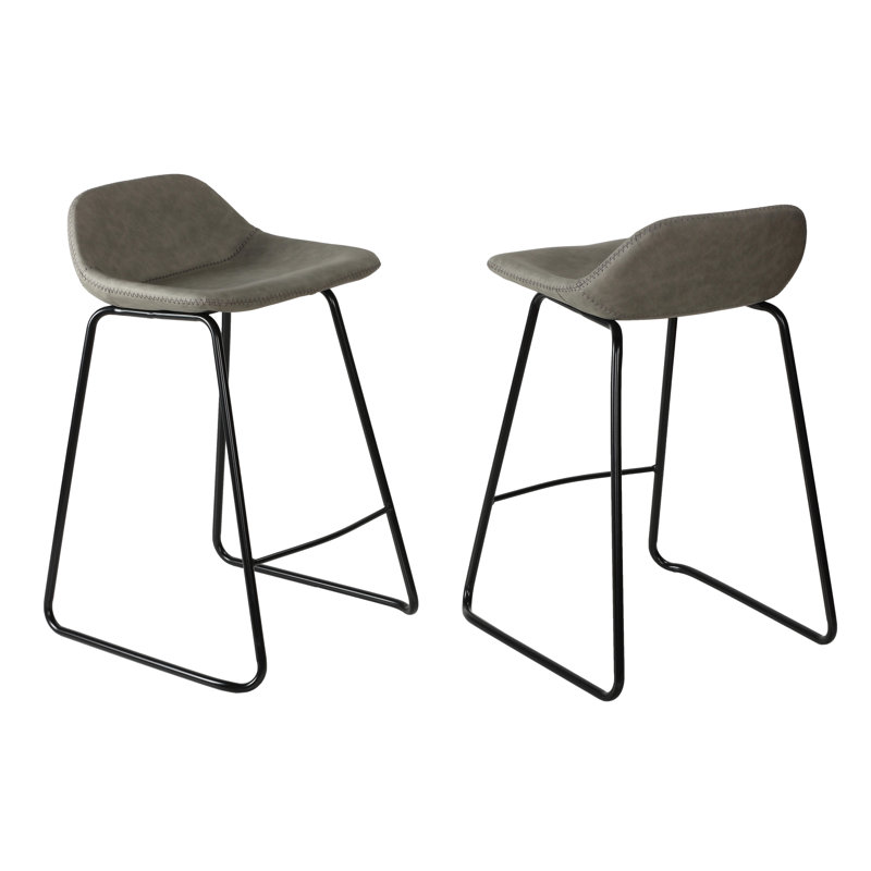 Tabouret de bar et de comptoir Maugansville, Gris, Tabouret de comptoir (siège d’une hauteur de 25