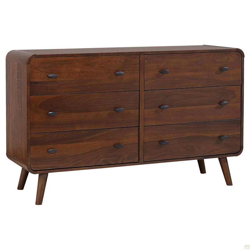 Commode de chambre à 6 tiroirs Winston, Noyer foncé