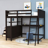 Gibrian Full 6 Drawers Wood Loft Bed with Built-in-Desk and Shelves by Harriet Bee