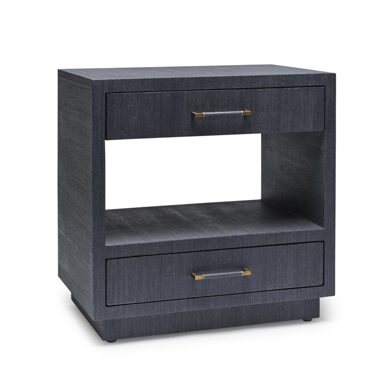 Taylor 2 - Drawer Nightstand, Navy/Antique Brass, 26" H x 26" W x 18" D