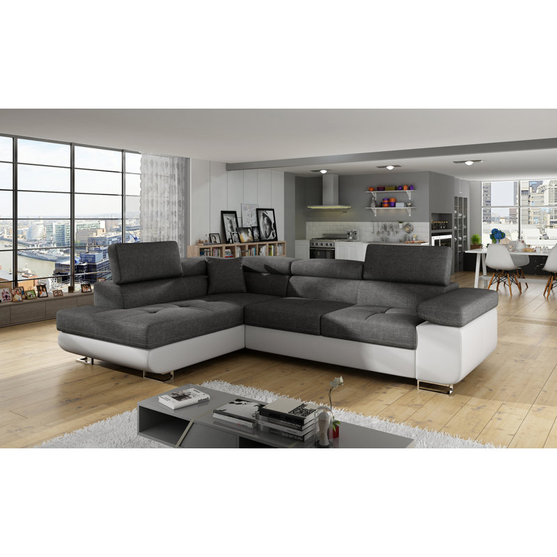 Supranowitz 3 Seater Sofa Bed, Grey/White, Left Hand Facing