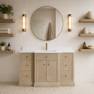 Redondo 55'' Single Bathroom Vanity With Engineered Stone Top