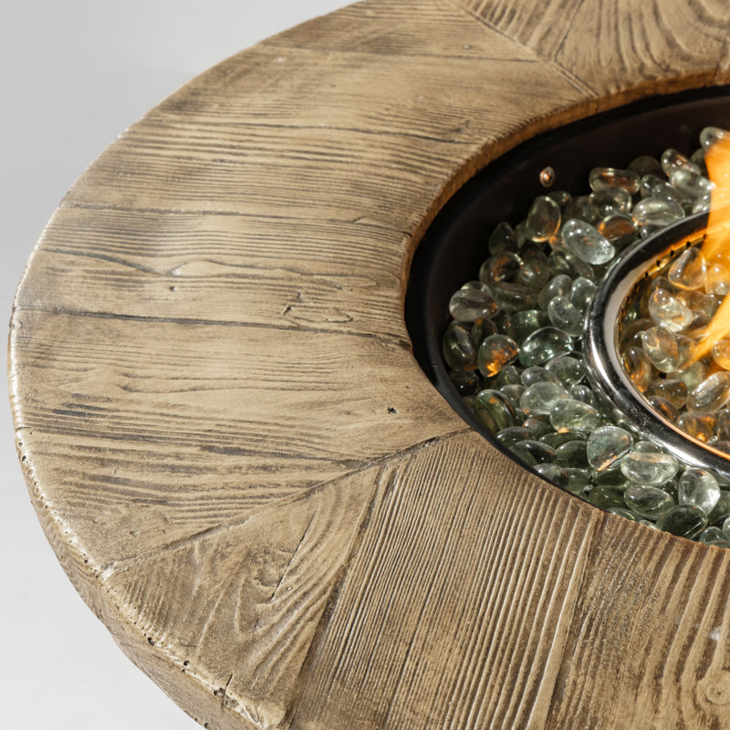 Foyer de table rond au propane 30 pouces avec plateau en faux grain de bois 50 000 BTU