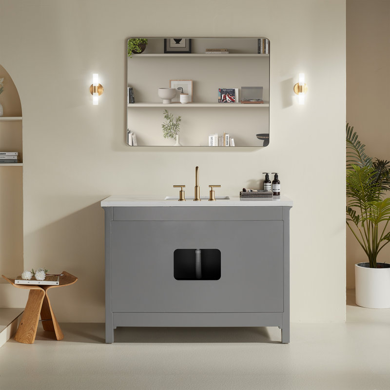 Ensemble de meuble-lavabo simple autoportant 48 po avec 2 poignées entièrement assemblé