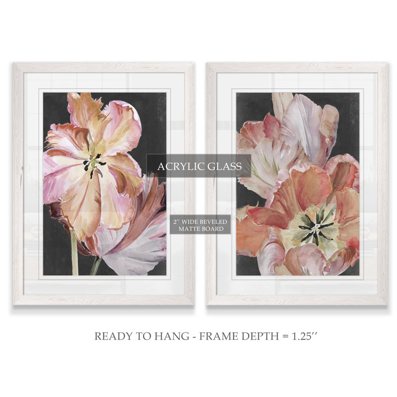 « pastel perroquet tulipes i » par vincent van gogh-2 pièces, ensemble de 2 reproductions d’art sur image, Blanc