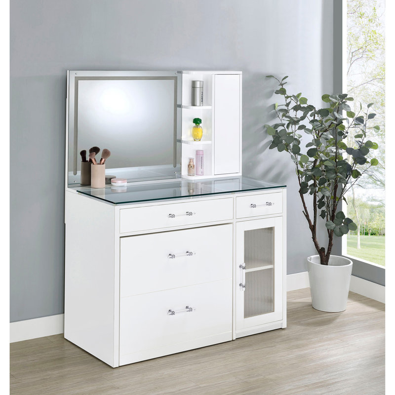 Coiffeuse Kerr 2 tiroirs avec miroir Kool