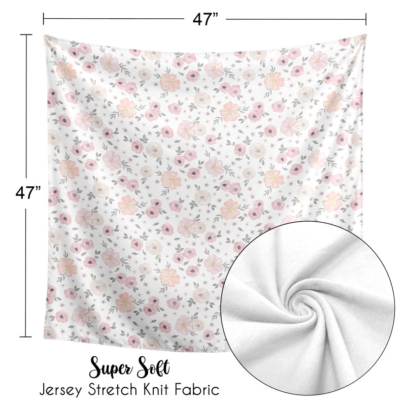Aquarelle emmaillotée florale, Rose / gris