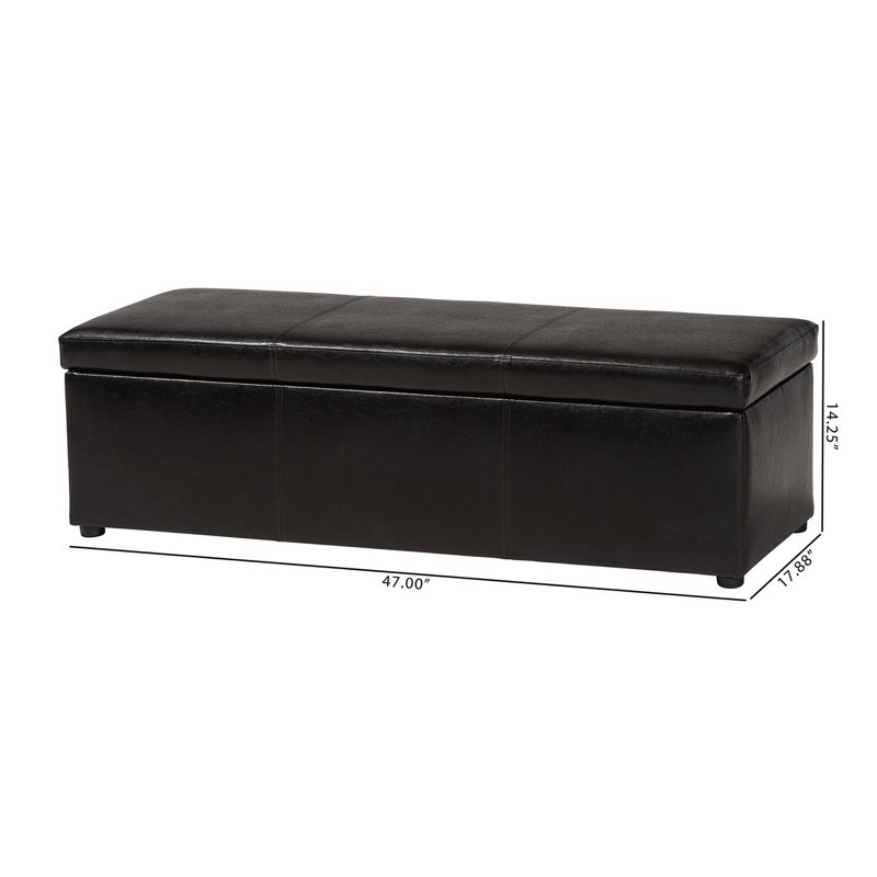Chanett Faux Leather Ottoman, Dark Brown Faux Leather