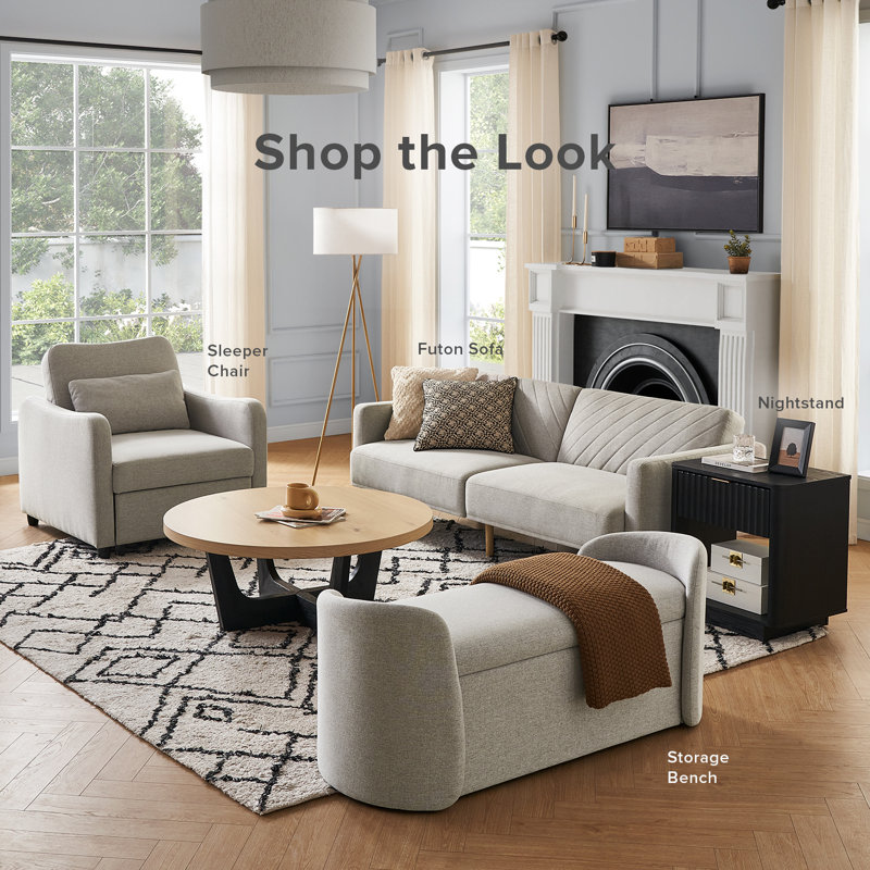 Jayren Upholstered Storage Bench, Light Gray Fabric