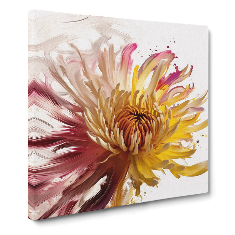 Chrysanthemum Gestural Art - Wrapped Canvas - Framed Print, 50cm H x 50cm W x 3cm D