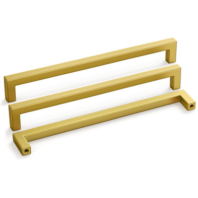 Brushed Brass Drawer Pulls Kitchen Cabinet Door Handle - LSJ12GD224 Gold Cabinet Pulls Modern Square Drawer Dresser Knobs Furniture Hardware Cupboard Pulls 8-4/5 inch Hole Center 30 Pack