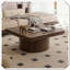 Table basse carrée de 34,6 po pour le salon, plateau en placage de bois moderne avec motif de parquet et base cylindrique, plateau de table épaissi, assemblage facile, noyer-765619883