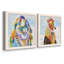 Groovy Bunny and Sky - Ensemble de 2 peintures sur toile encadrées-243419627-243419626