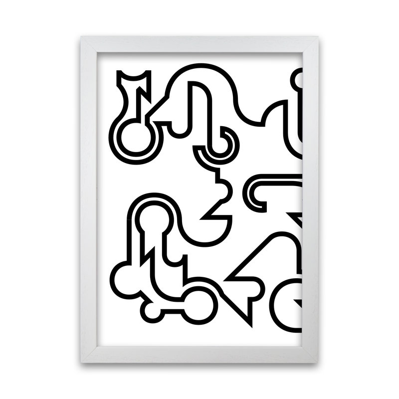 Abstract Black And White Minimal Line Left - Print, White Frame, 42cm H x 30cm W x 3cm D