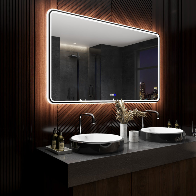 Liutza Dimmable Anti-Fog Lighted Bathroom/Vanity Mirror, Rectangle, 36" x 55"