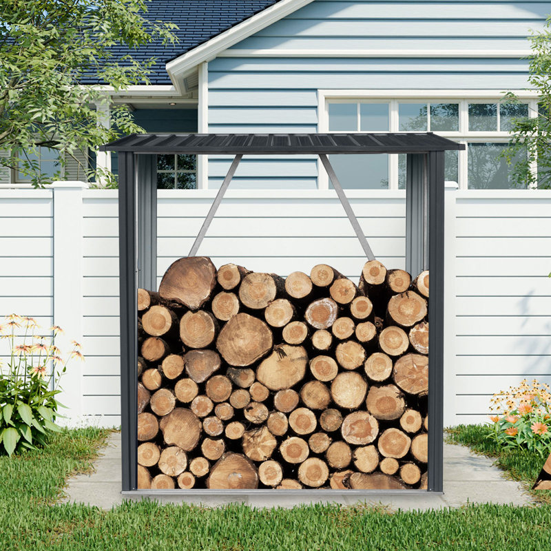 5x3 Rack HOA.WWC 5x3 Metal Outdoor Firewood Rack Black - Wayfair Canada