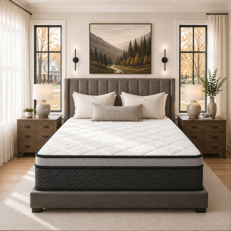Matelas hybride mi-ferme Evann, 12", Grand lit